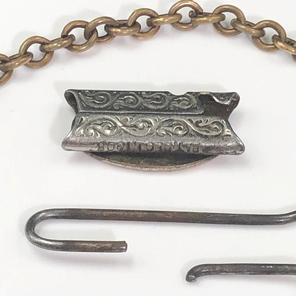 Antique McCoy -Brandt Vintage Machinery Tag Keychain in Brass and Silver Tones